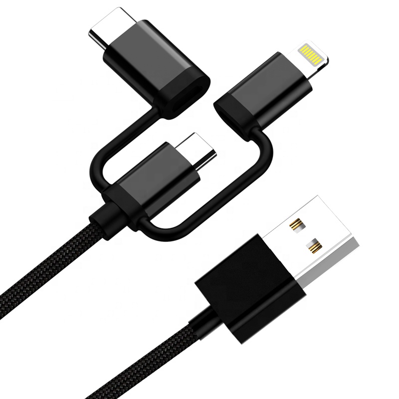 KAL009 Nylon Braed 3 w 1 -USB Cable Fast Charger for iPhone Android Mico Multi