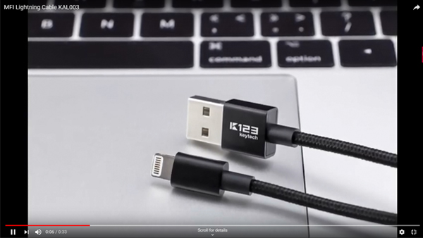 Apple Lightning Cable Nylon pleciony 2.4A