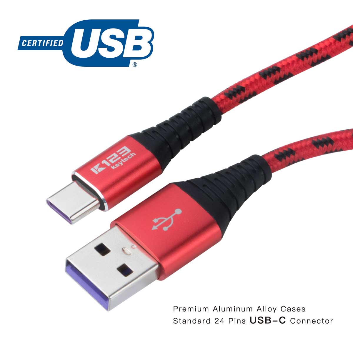 KCC022 1m /1.5m /2m Nylon Braided Cell Phone USB Data Charger Cable Android Type A do C Cable